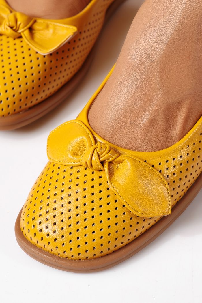 Дамски балерини жълти от еко кожа Amaris #24878