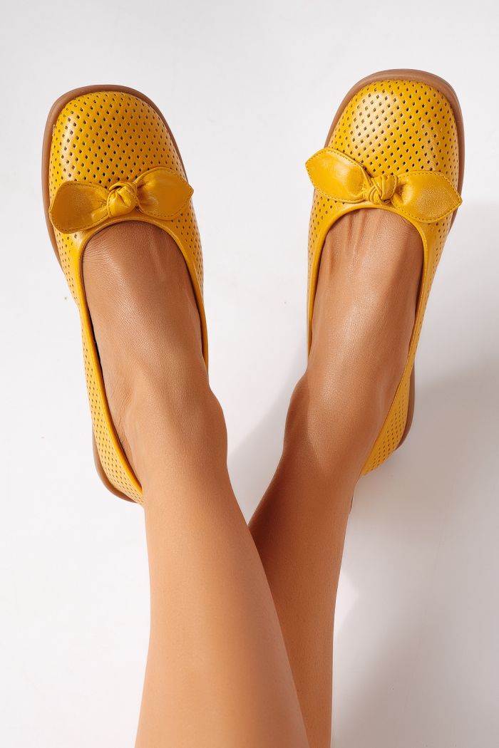 Дамски балерини жълти от еко кожа Amaris #24878