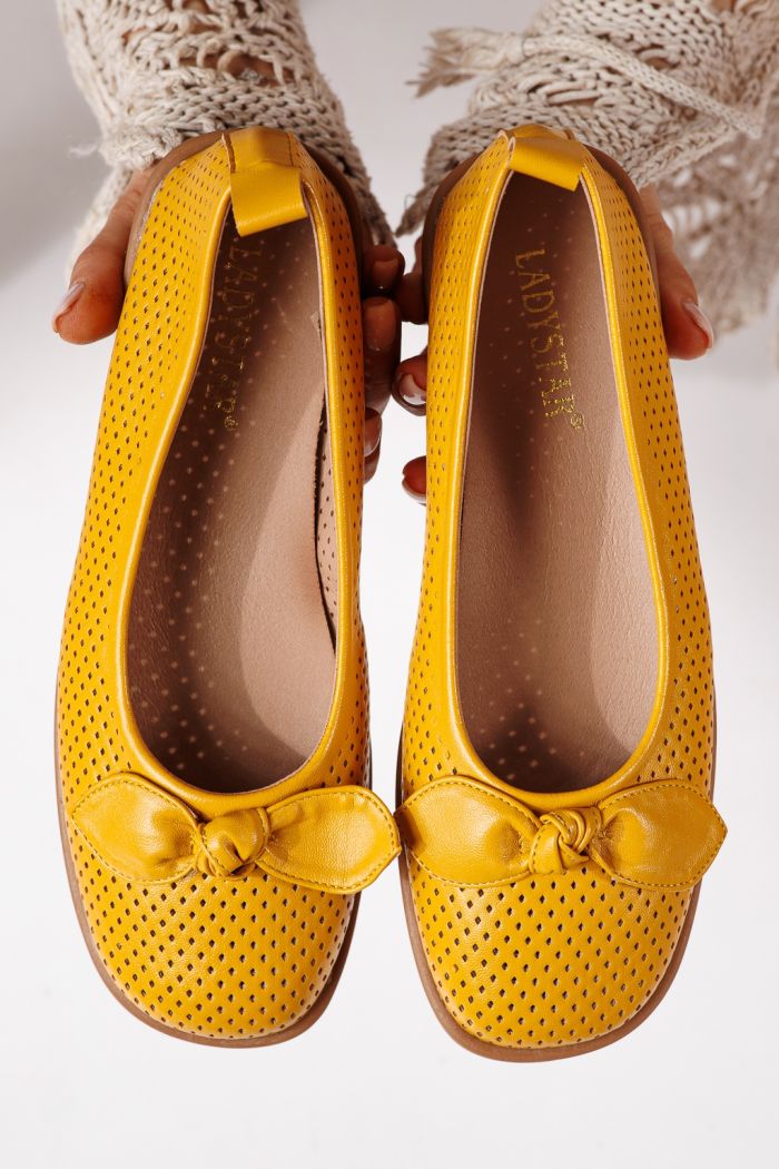 Дамски балерини жълти от еко кожа Amaris #24878