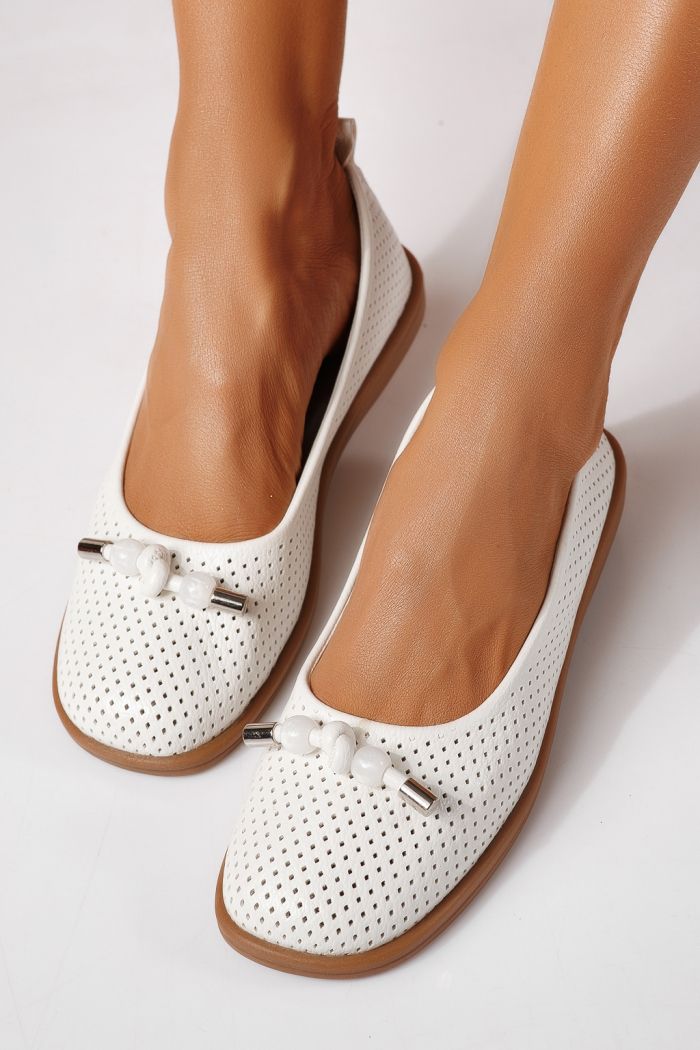 Дамски балерини бели от еко кожа Aeliana #24873