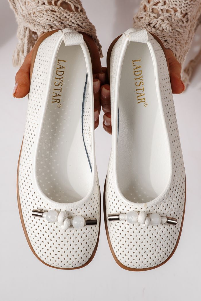 Balerini dama albi din piele ecologica Aeliana #24873