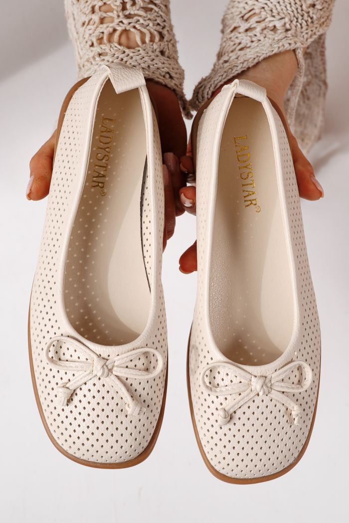 Дамски балерини бежови от еко кожа Brielle #24886