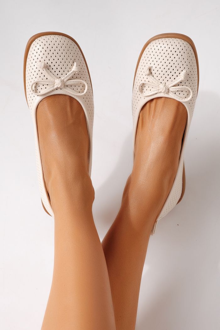 Дамски балерини бежови от еко кожа Brielle #24886