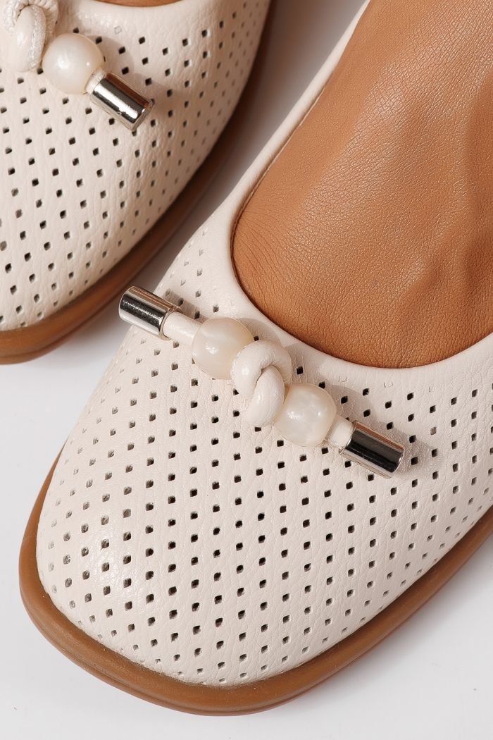 Дамски балерини бежови от еко кожа Aeliana #24874