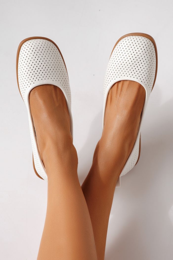 Balerini dama albi din piele ecologica Amaya #24882