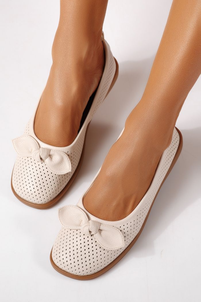 Дамски балерини бежови от еко кожа Amaris #24875