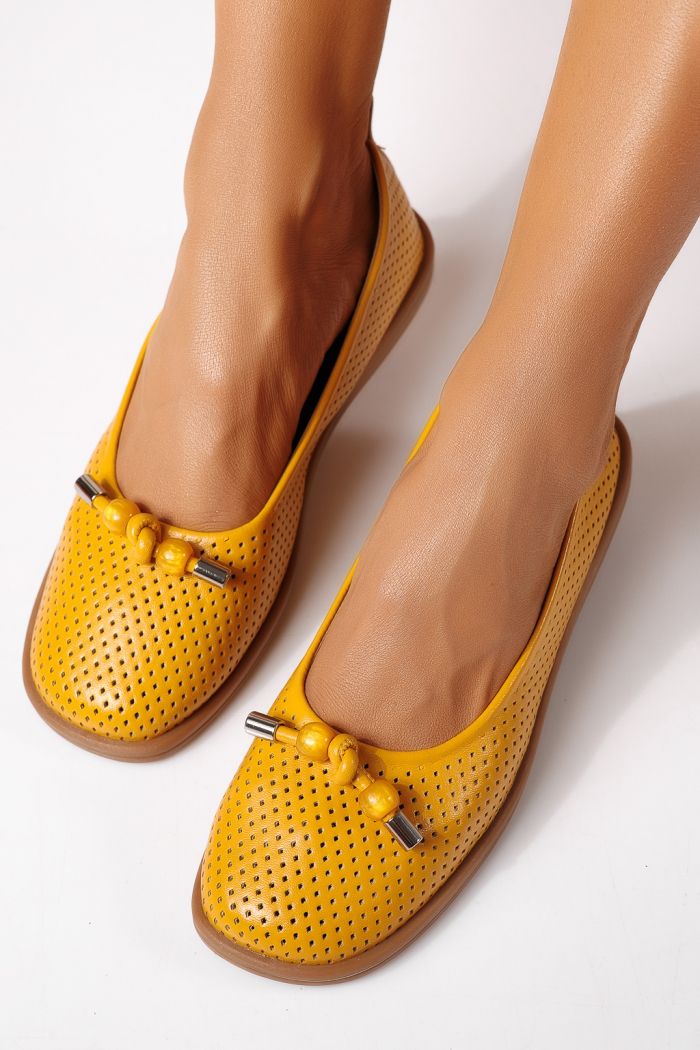 Дамски балерини жълти от еко кожа Aeliana #24870