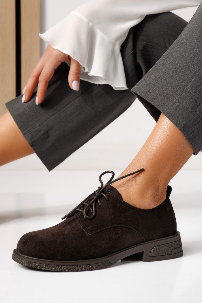 Всекидневни дамски обувки кафяви от обърната еко кожа Bellamy #24893