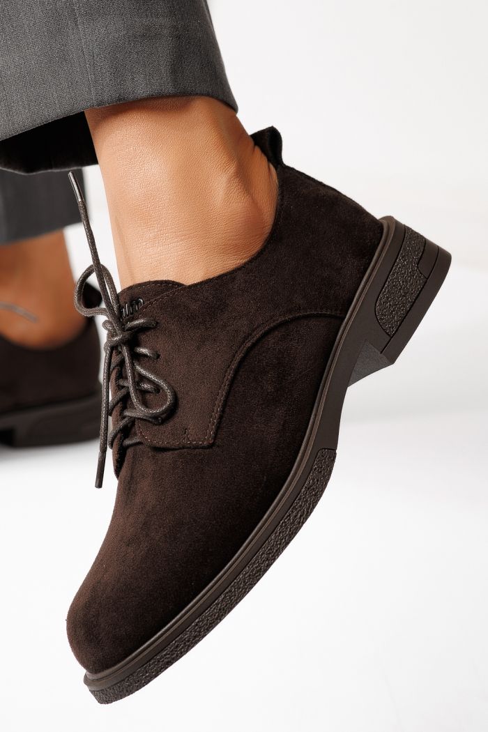 Всекидневни дамски обувки кафяви от обърната еко кожа Bellamy #24893