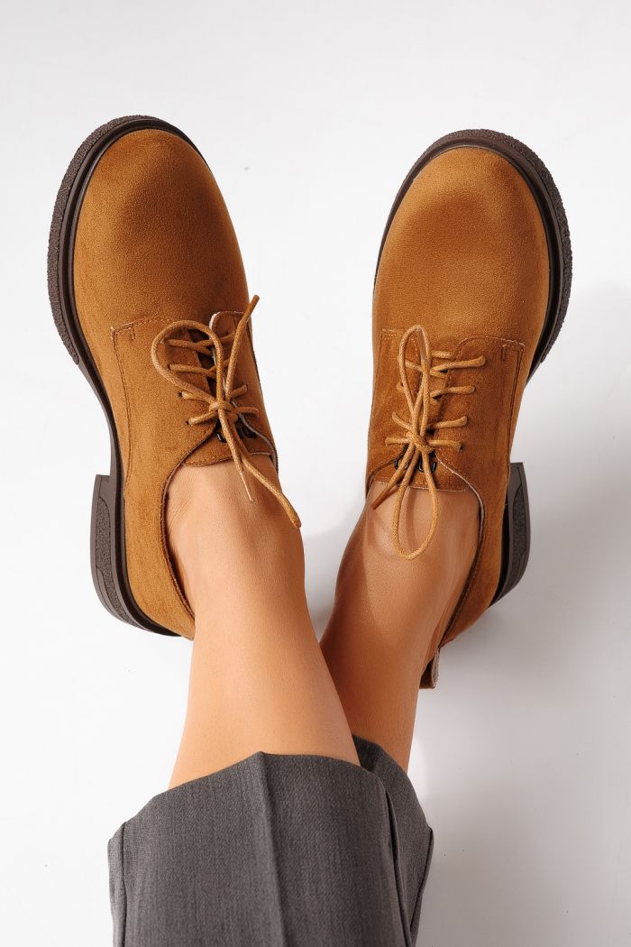 Всекидневни дамски обувки кафяви от обърната еко кожа Bellamy #24891