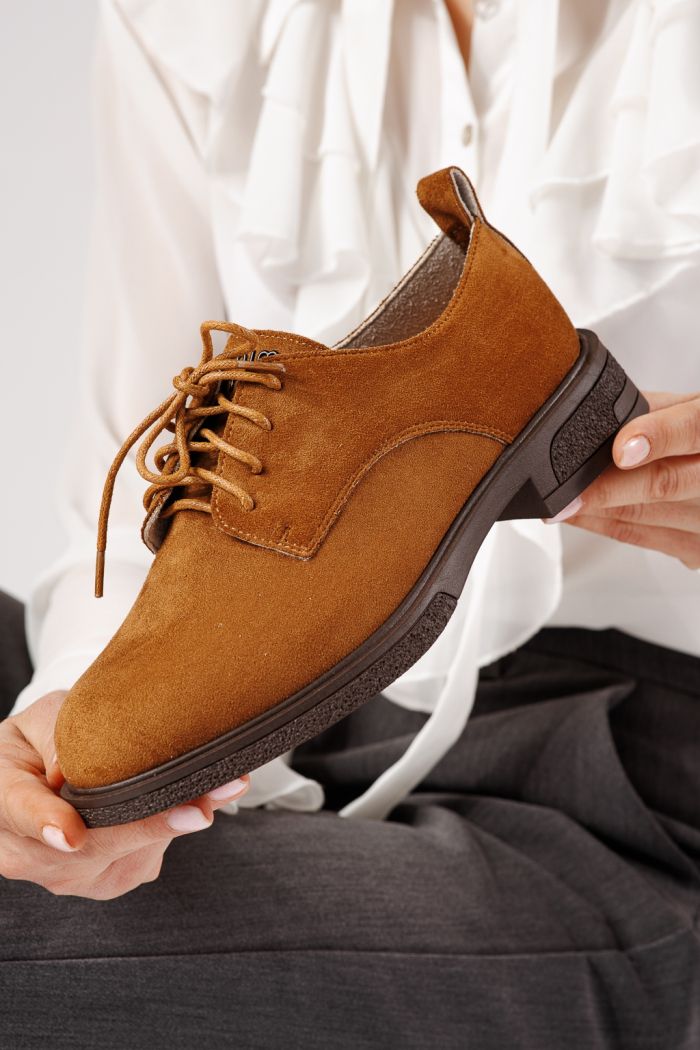 Всекидневни дамски обувки кафяви от обърната еко кожа Bellamy #24891