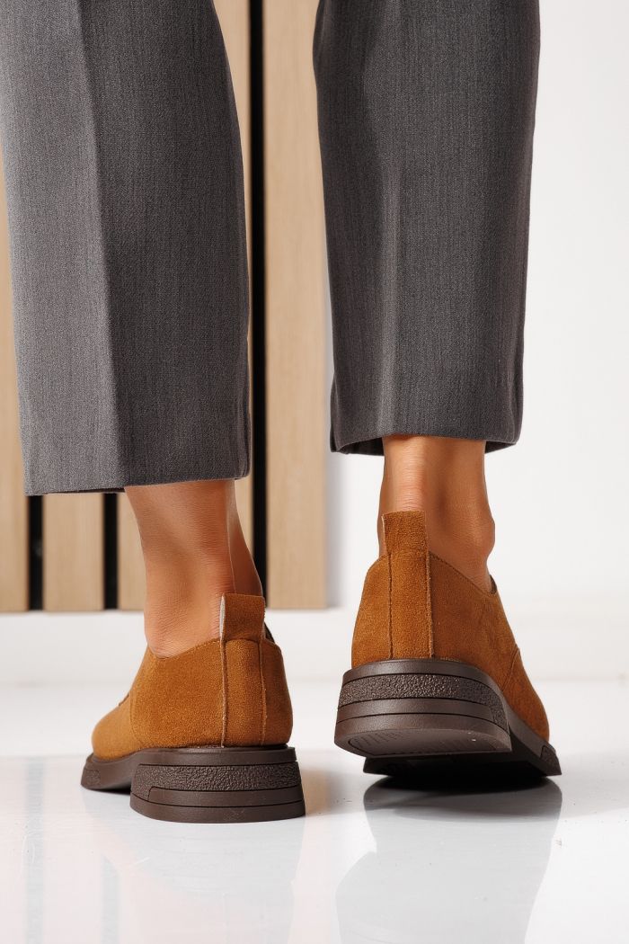 Всекидневни дамски обувки кафяви от обърната еко кожа Bellamy #24891