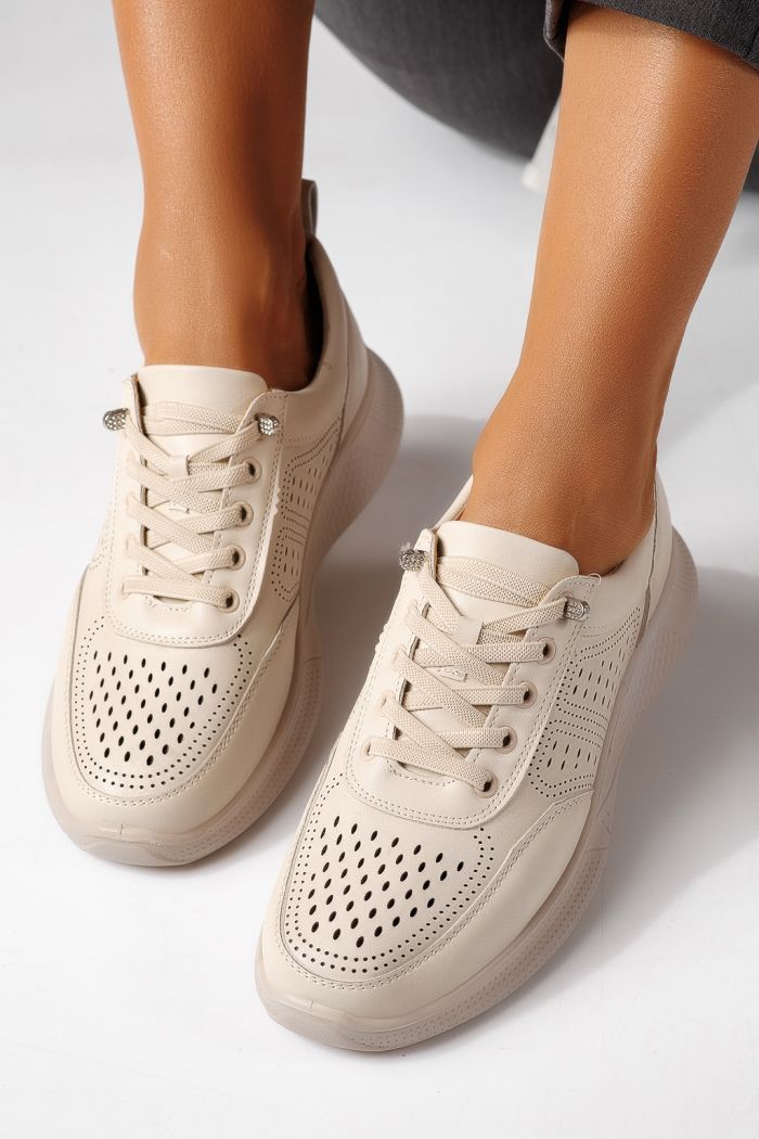 Всекидневни дамски обувки бежови от еко кожа Bica #24937