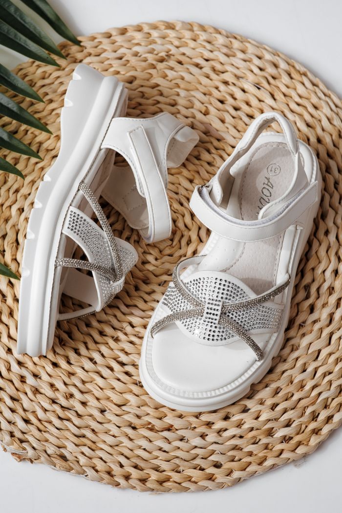 Детски сандали бели от еко кожа Althea  #24952