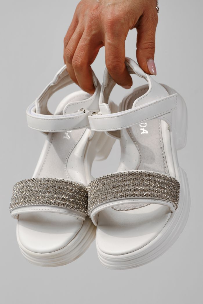 Детски сандали бели от еко кожа Enara #24919