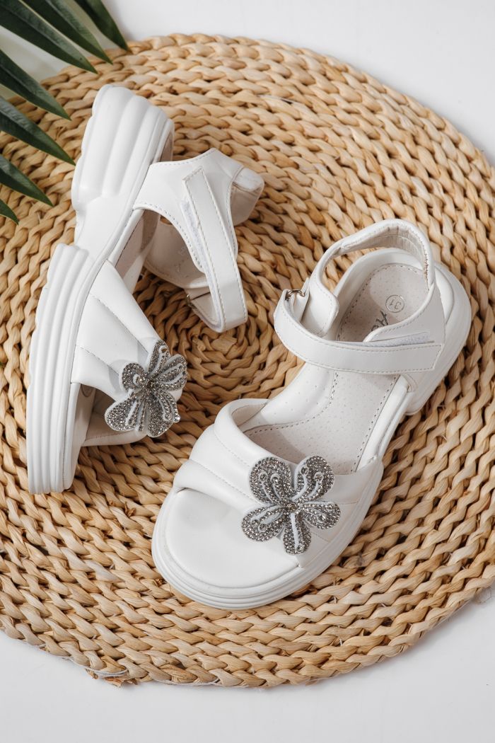 Детски сандали бели от еко кожа Elara #24915