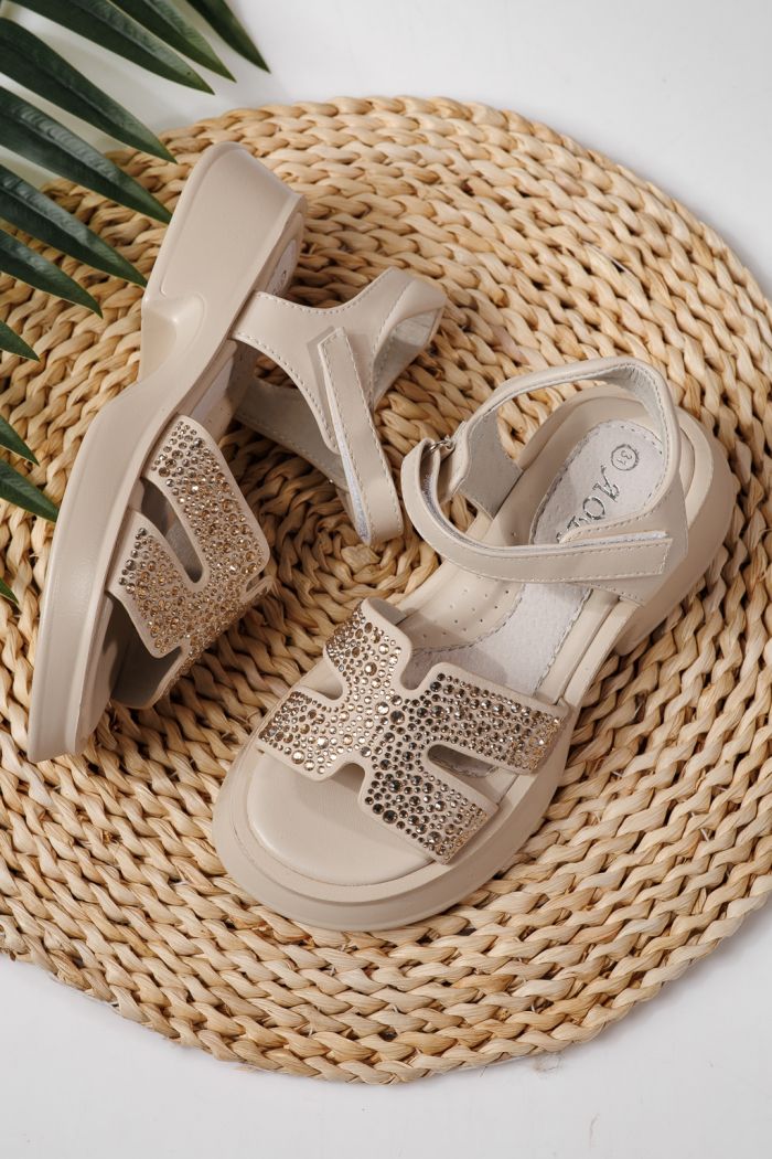 Детски сандали бежови от еко кожа Lovia #24958