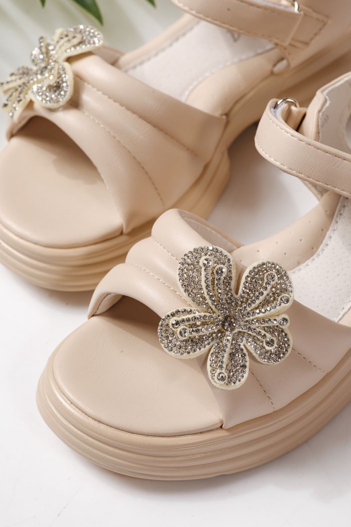 Детски сандали бежови от еко кожа Elara #24913