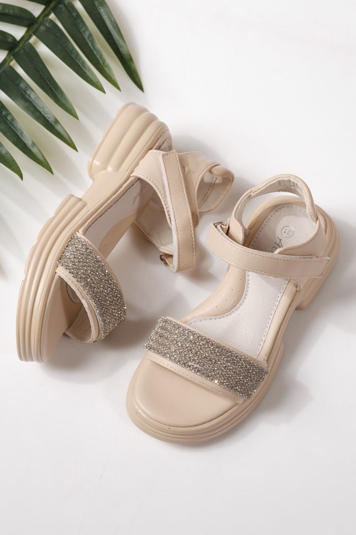 Детски сандали бежови от еко кожа Enara #24917