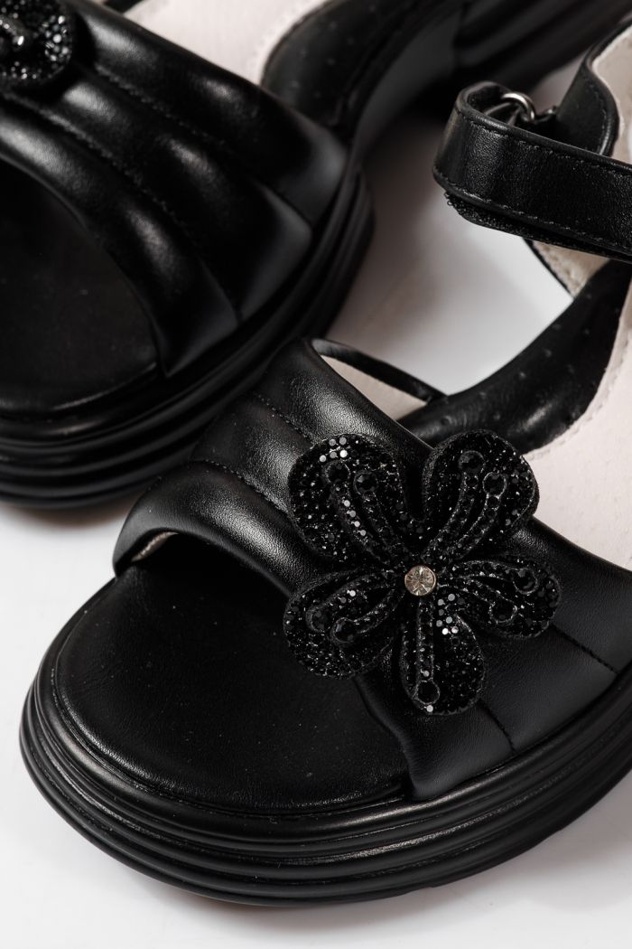 Детски сандали черни от еко кожа Elara #24914