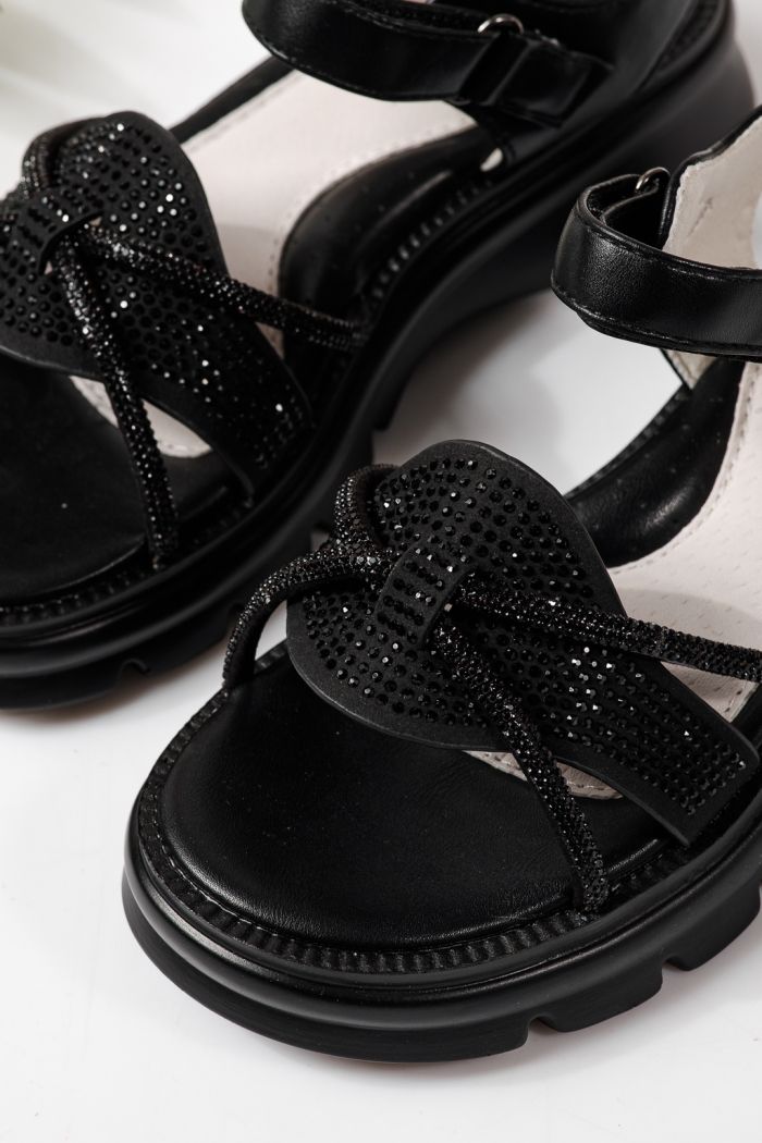 Детски сандали черни от еко кожа Althea  #24951