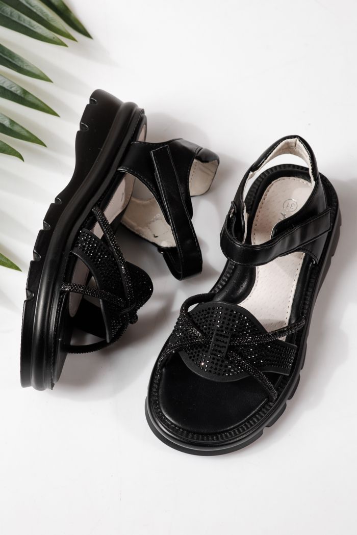 Детски сандали черни от еко кожа Althea  #24951