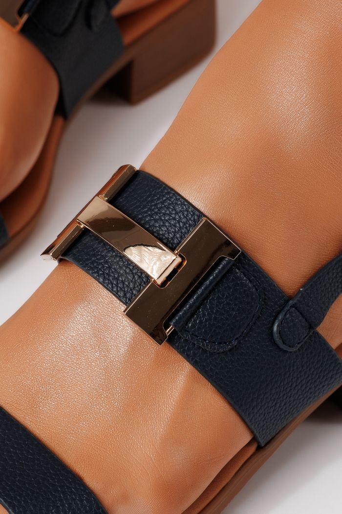 Дамски сандали с ток сини от еко кожа Harper #24967