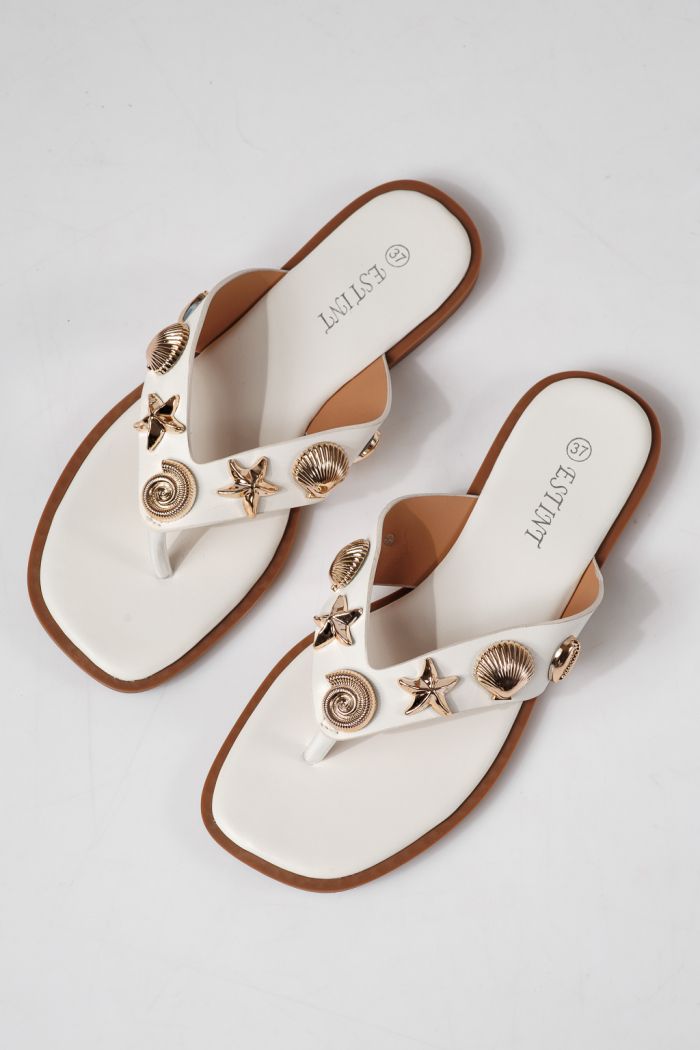 Дамски чехли бели от еко кожа Zelia #24800