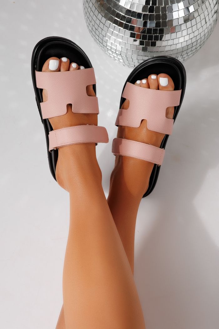 Дамски чехли розови от еко кожа Yarina #24798