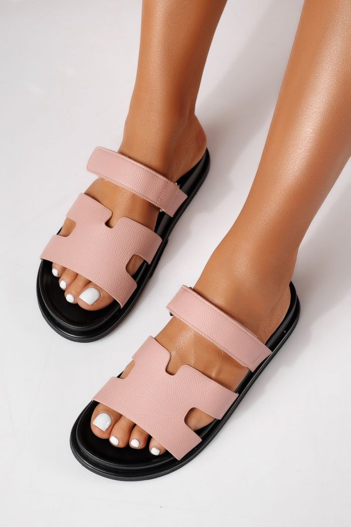 Дамски чехли розови от еко кожа Yarina #24798