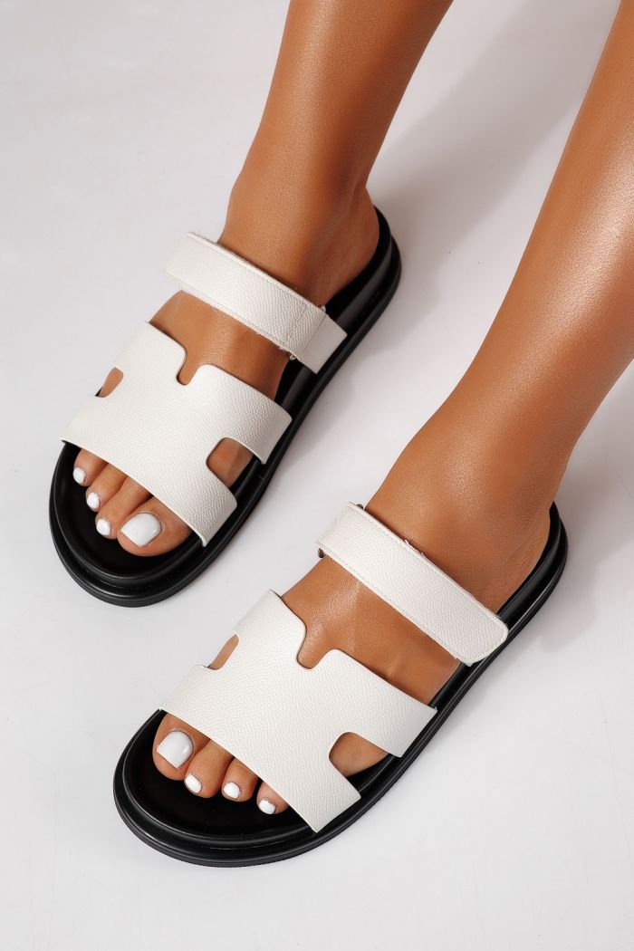 Дамски чехли бели от еко кожа Yarina #24797