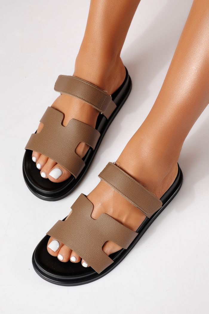 Дамски чехли сиви от еко кожа Yarina #24795