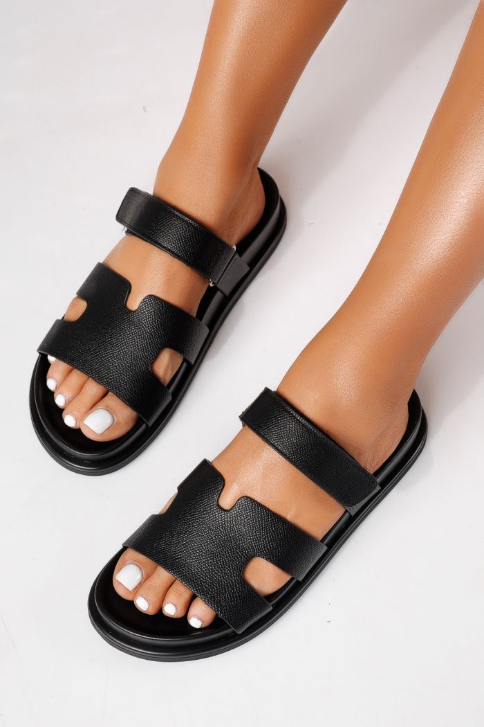 Дамски чехли черни от еко кожа Yarina #24796