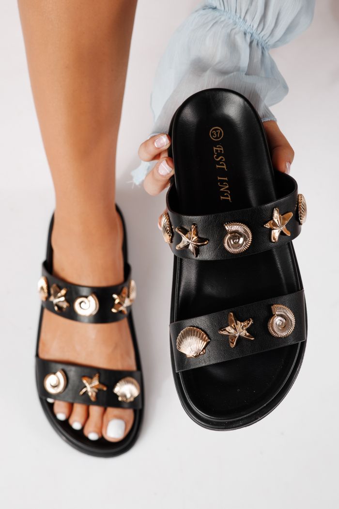 Дамски чехли черни от еко кожа Tiana #24791