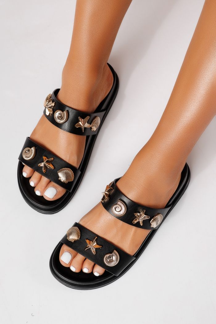 Дамски чехли черни от еко кожа Tiana #24791