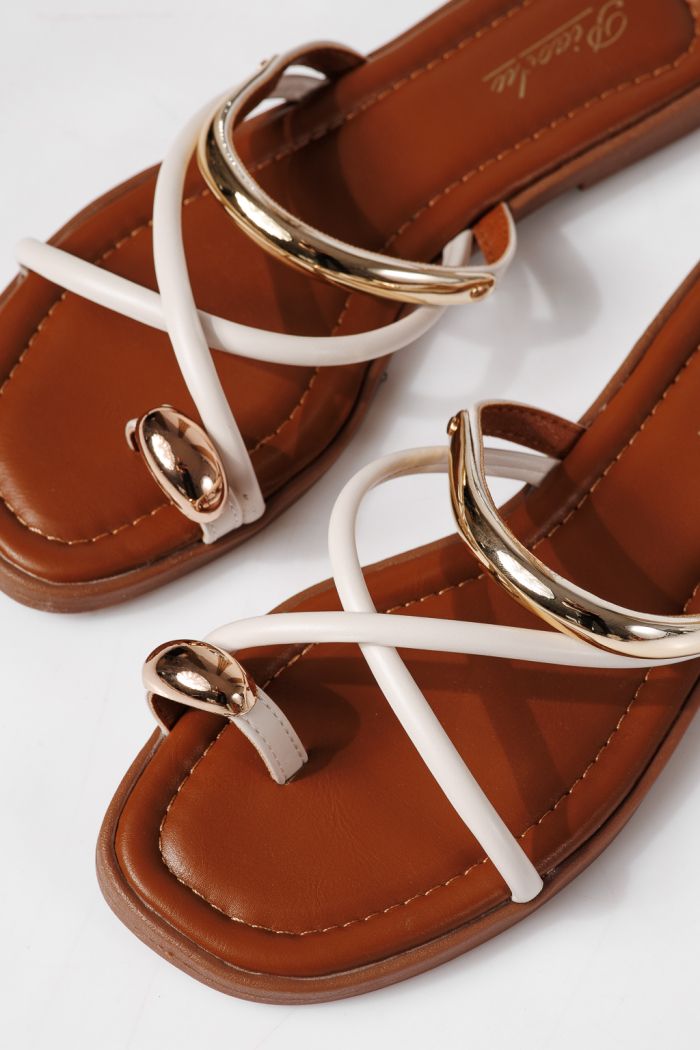 Дамски чехли бели от еко кожа Lea #24963