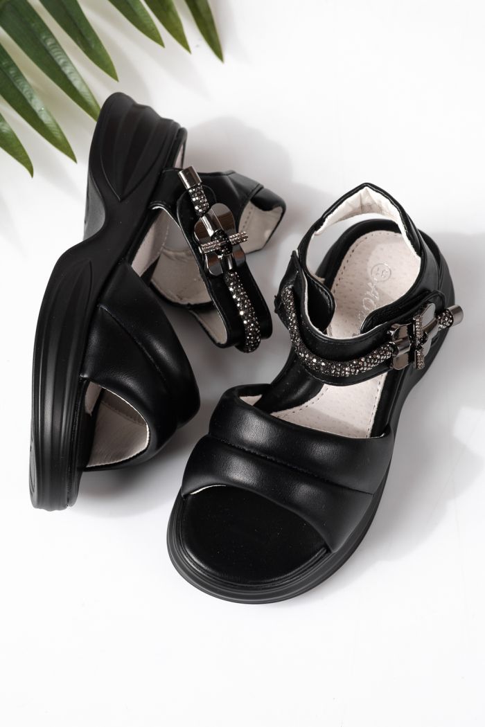 Детски сандали черни от еко кожа Flori #24948