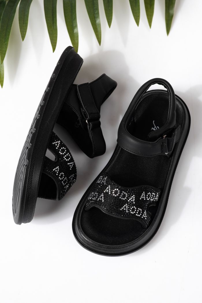 Детски сандали черни от еко кожа Ivara #24926