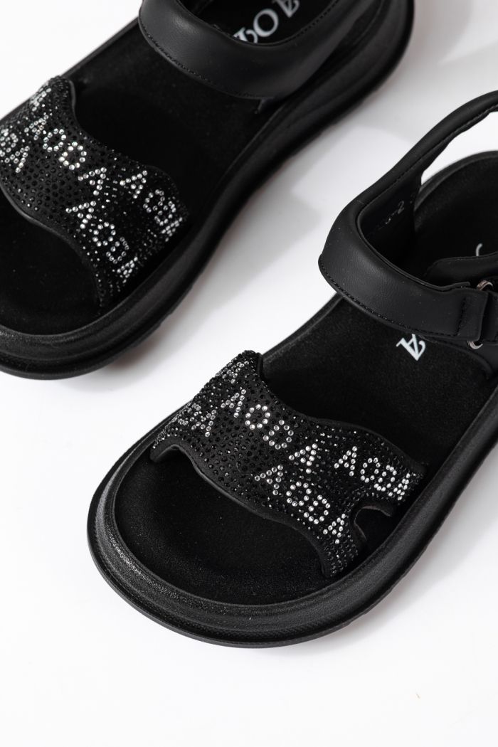 Детски сандали черни от еко кожа Ivara #24926