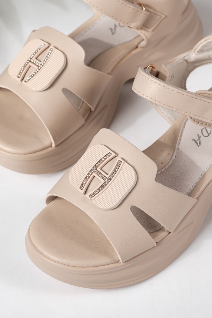 Детски сандали бежови от еко кожа Fianna  #24946