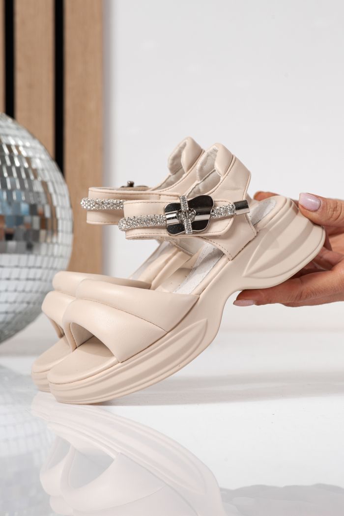 Детски сандали бежови от еко кожа Flori #24950