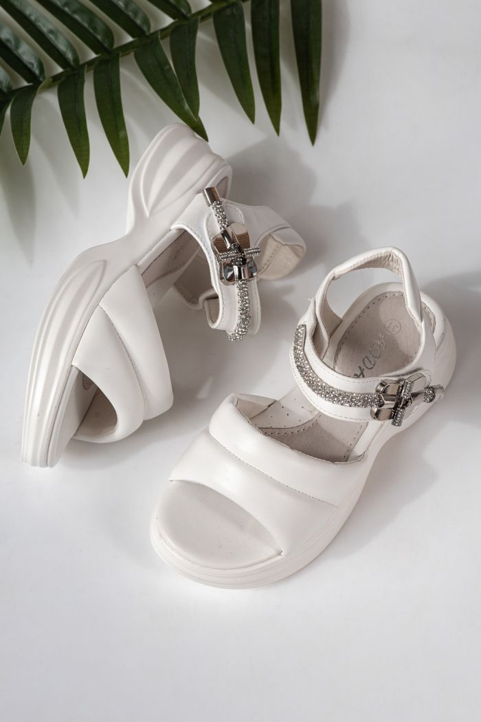 Детски сандали бели от еко кожа Flori #24947