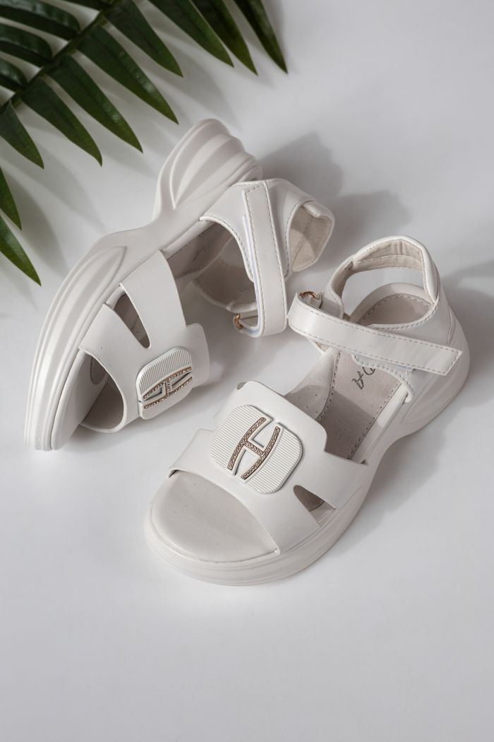 Детски сандали бели от еко кожа Fianna #24922