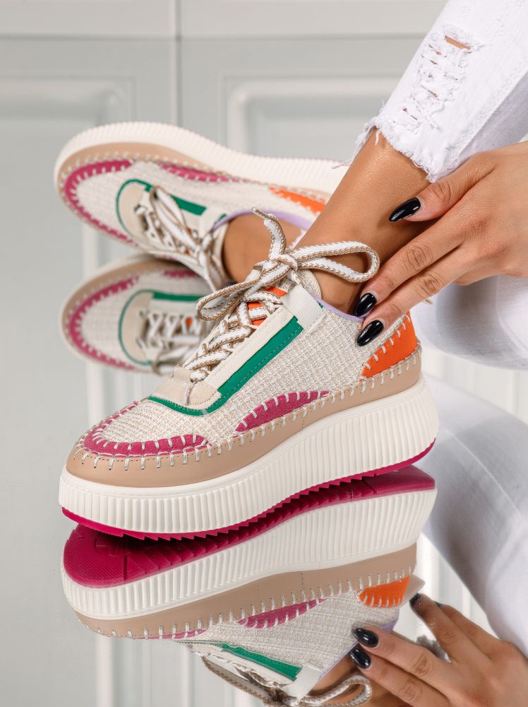 Дамски маратонки червени от текстилен материал Roxi #24983