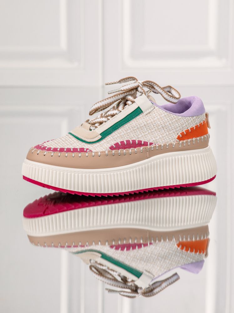 Дамски маратонки червени от текстилен материал Roxi #24983