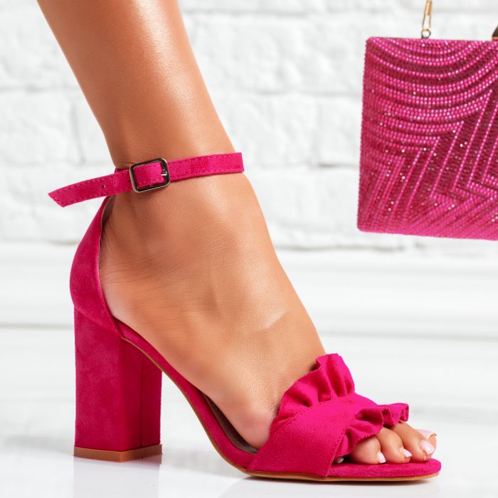 Дамски розови сандали на ток от екокожа Louise #24999