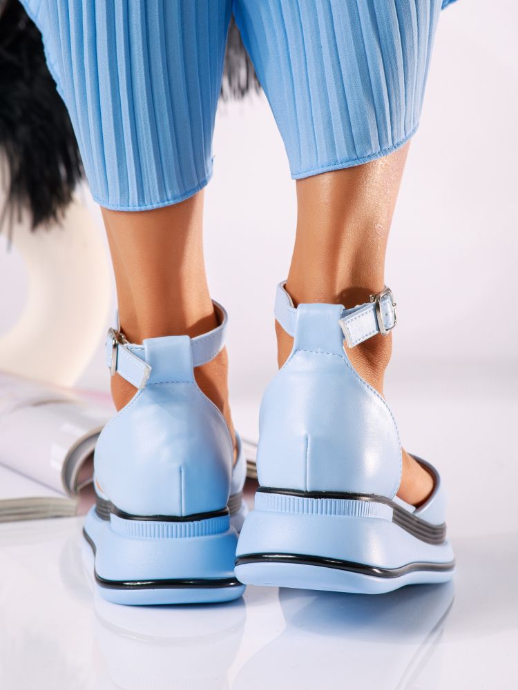 Дамски сандали с платформа сини от еко кожа Jamie #25070