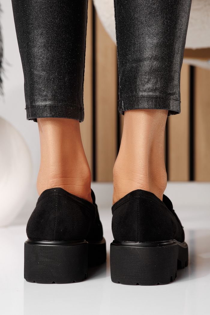 Всекидневни дамски обувки черни от обърната еко кожа Elara #25127