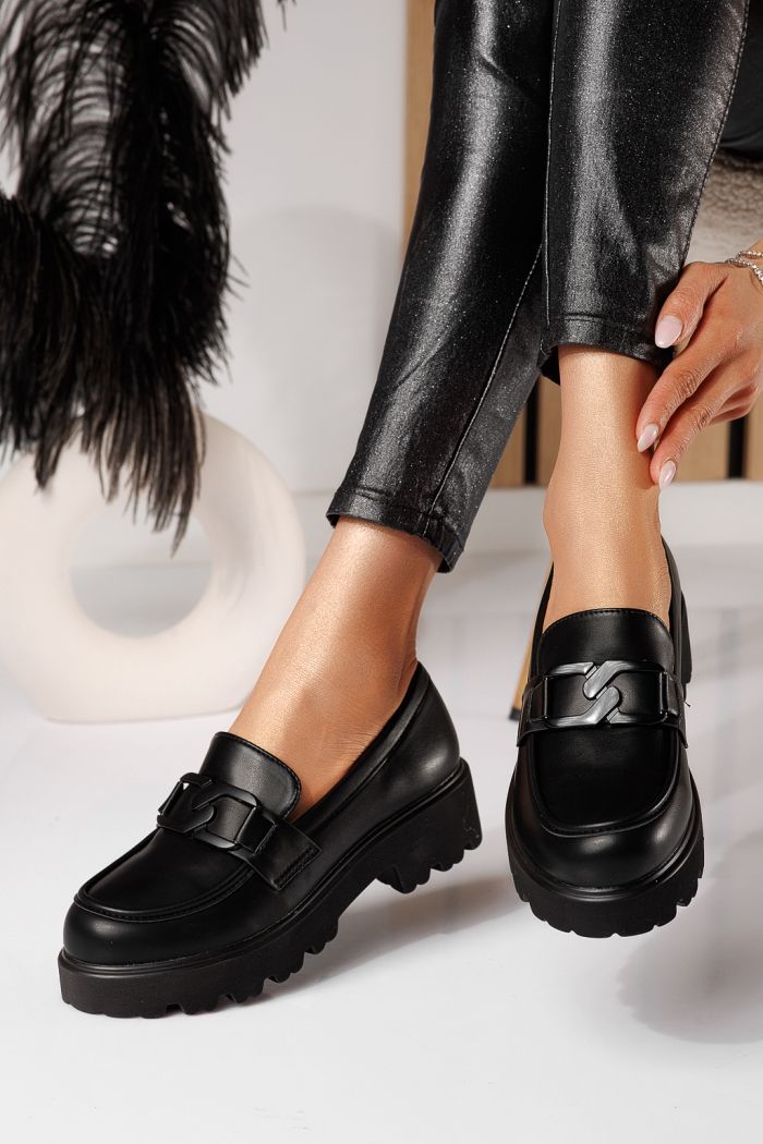 Всекидневни дамски обувки черни от еко кожа Elara #25128