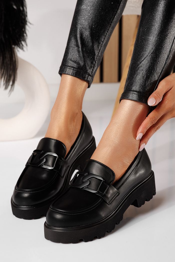 Всекидневни дамски обувки черни от еко кожа Elara #25128